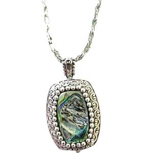 Sterling Silver Abalone Pendant and Rope Chain Necklace